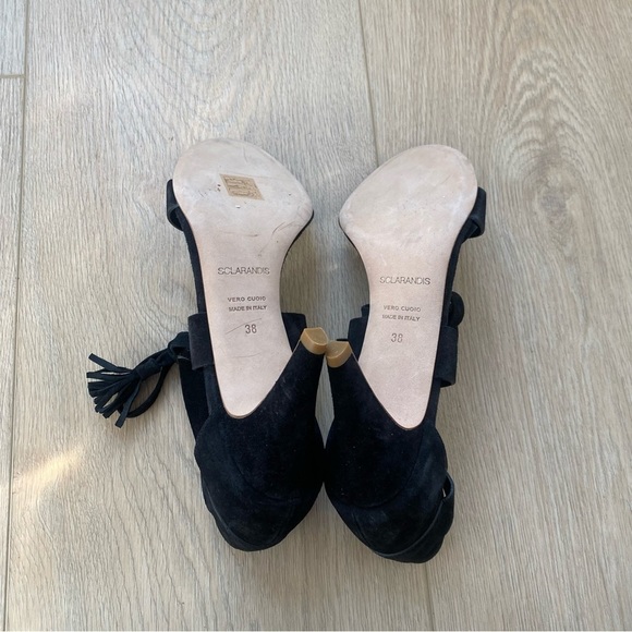 Sclarandis Alice Black Wrap Tassel Heels - Picture 9 of 9